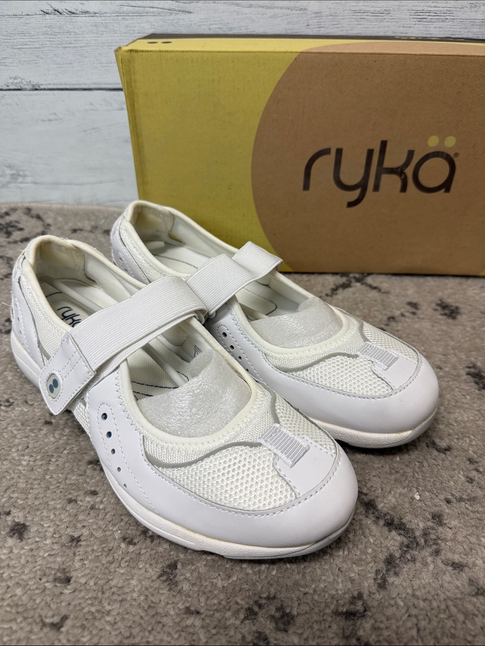NWT Ryka White Mary Jane Mesh Comfort Sneakers